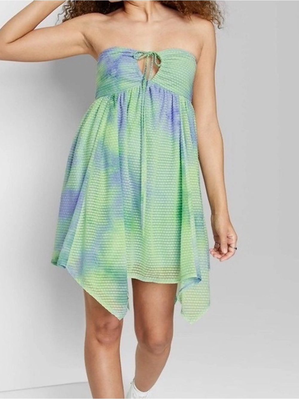 wild fable green blue tie-dye halter sundress